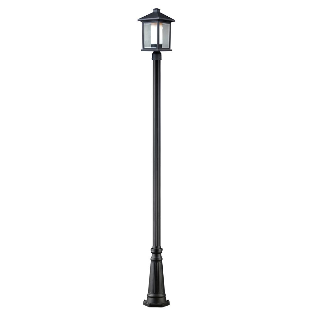 Z-Lite 523PHB-519P-BK Outdoor Post Light in Black with a Clear Beveled + Matte Opal Shade